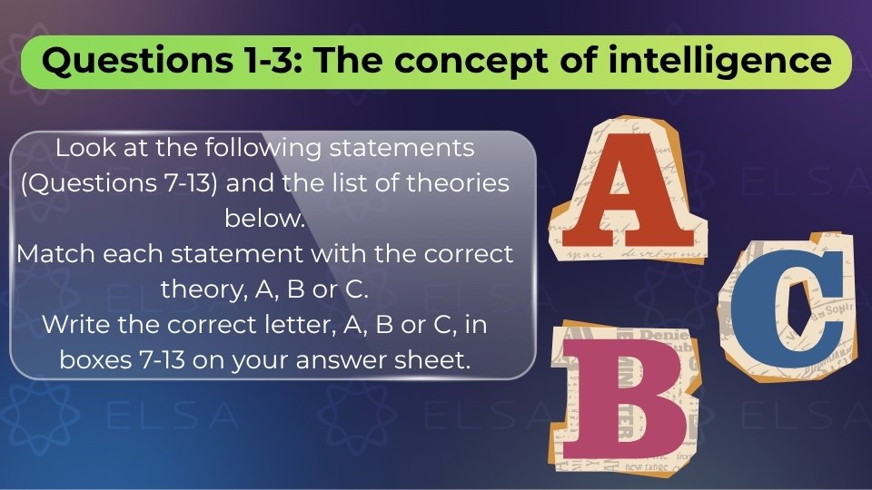 Questions 7-13 giải mã 3 quan điểm chính trị giúp bạn nối chính xác các đặc điểm về trí tuệ
