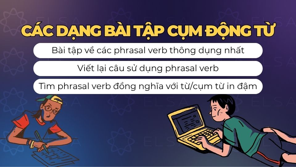 Các dạng bài tập cụm động từ trong tiếng Anh Các dạng bài tập cụm động từ trong tiếng Anh