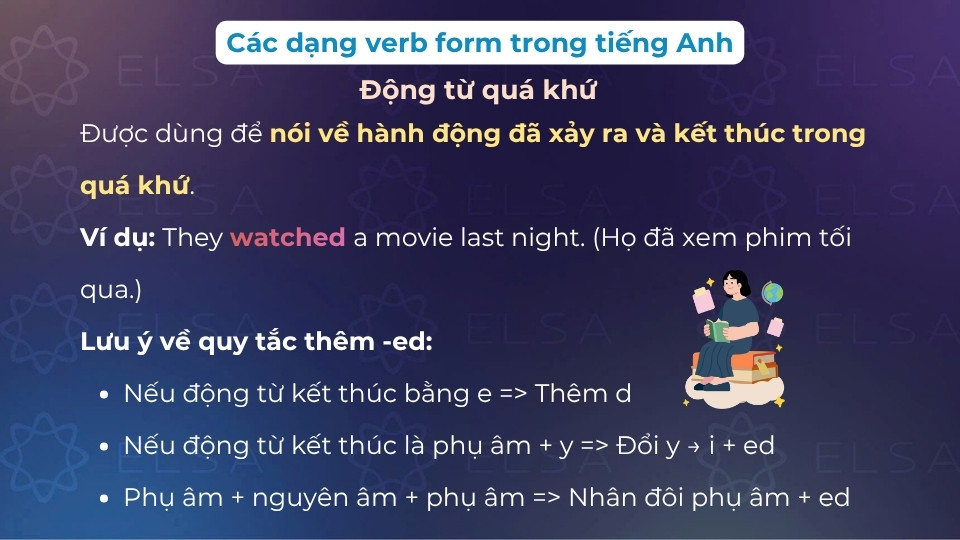 Các dạng verb form khi là động từ quá khứ