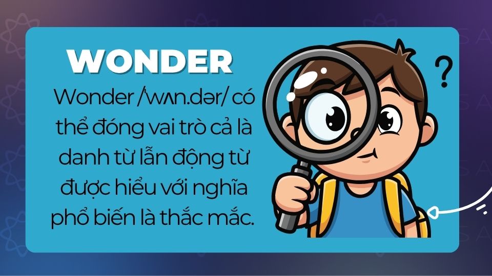 Wonder được hiểu với nghĩa phổ biến là thắc mắc Wonder được hiểu với nghĩa phổ biến là thắc mắc