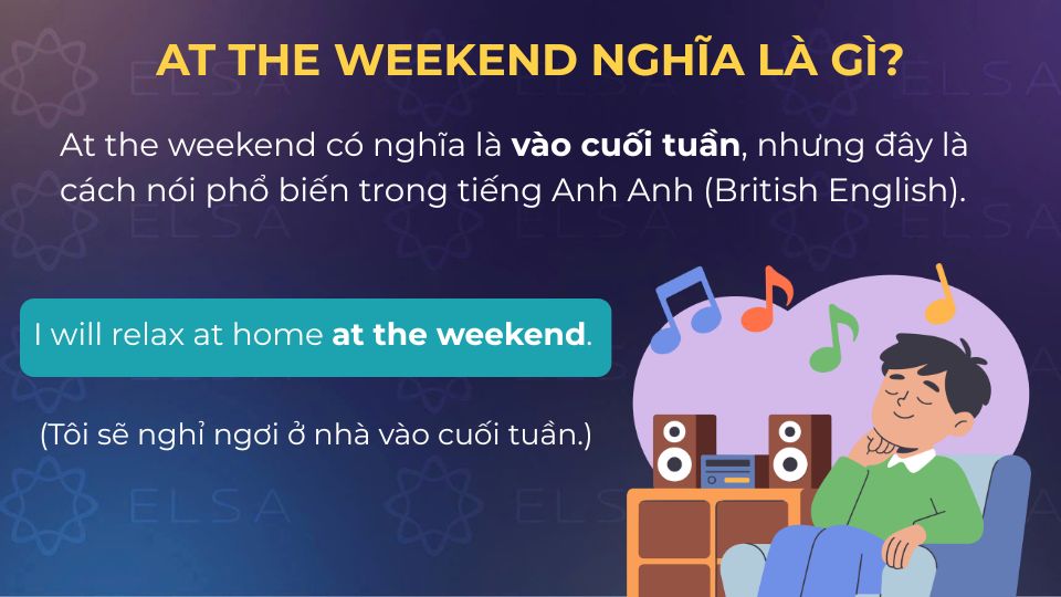 At the weekend có nghĩa là vào cuối tuần - Anh Anh At the weekend có nghĩa là vào cuối tuần - Anh Anh