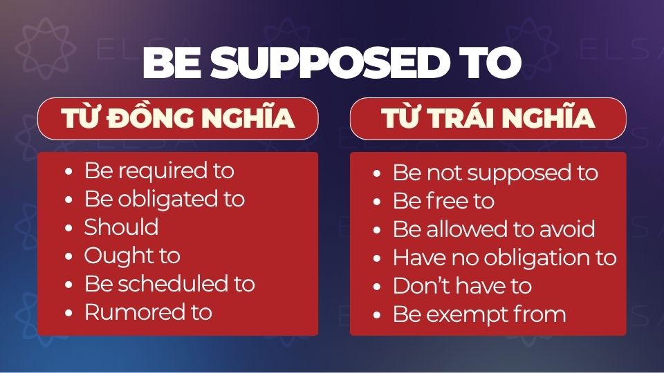 Từ đồng nghĩa và trái nghĩa Be supposed to