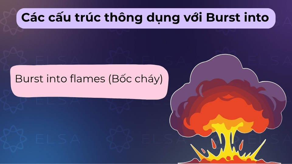 Cụm từ này mô tả hành động bốc cháy một cách bất ngờ và dữ dội