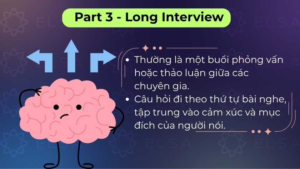 Theo sát luồng phỏng vấn dài để chọn đáp án trắc nghiệm đúng dựa trên ý định người nói