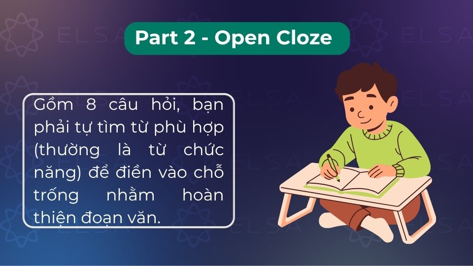 Gồm 8 chỗ trống, yêu cầu tự điền một từ phù hợp để hoàn thiện ý nghĩa và cấu trúc ngữ pháp