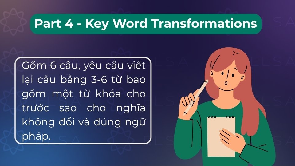 Viết lại câu từ 3-6 từ bằng từ khóa cho trước, giữ nguyên nghĩa và không đổi dạng từ khóa