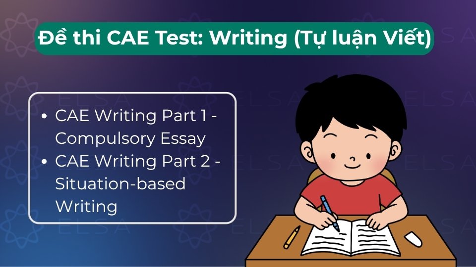 Gồm 2 phần (90 phút): Phần 1 viết bài luận bắt buộc, Phần 2 chọn 1 trong 3 nhiệm vụ khác