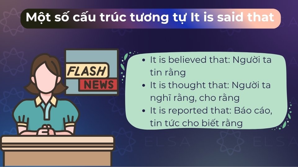Gồm các cấu trúc bị động với động từ: believed, thought, reported, expected, known Gồm các cấu trúc bị động với động từ: believed, thought, reported, expected, known