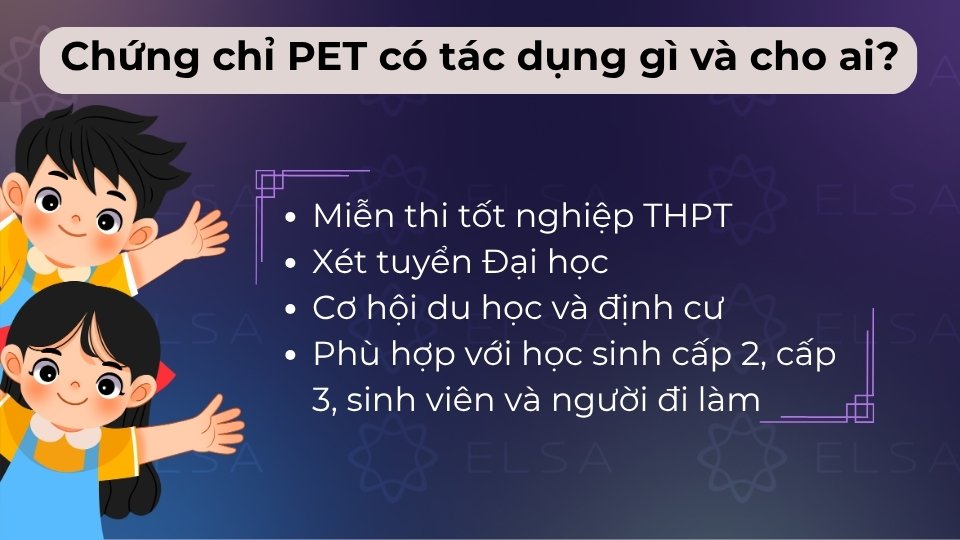 Bằng PET giúp miễn thi tốt nghiệp, xét tuyển Đại học cho học sinh và người đi làm cần bằng B1