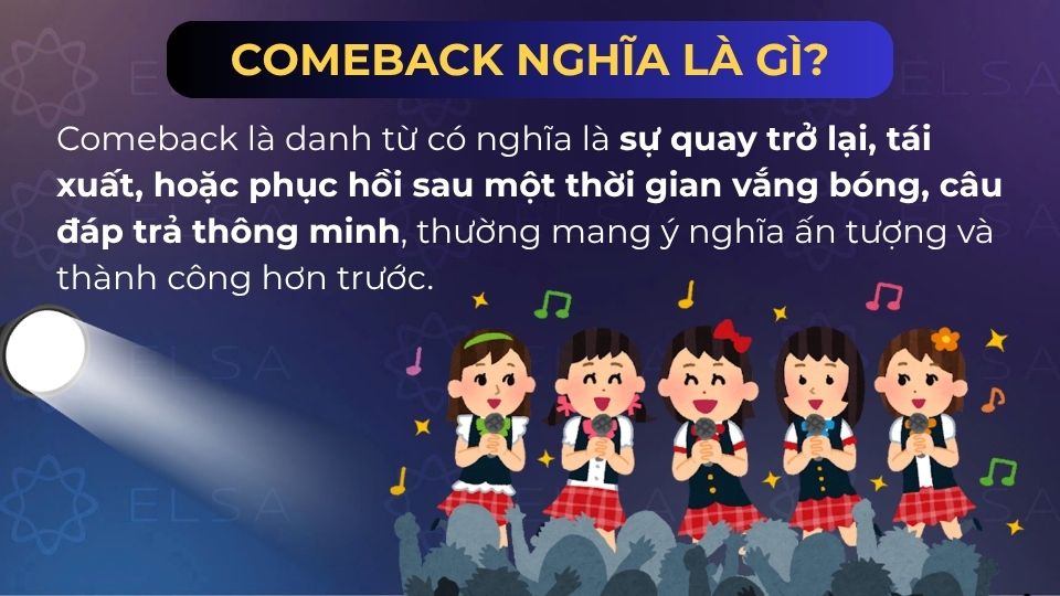 Comeback có nghĩa là sự quay trở lại