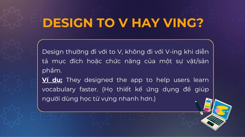 Design thường đi với to V