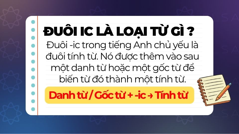 Đuôi -ic thường tạo thành tính từ trong tiếng Anh Đuôi -ic thường tạo thành tính từ trong tiếng Anh