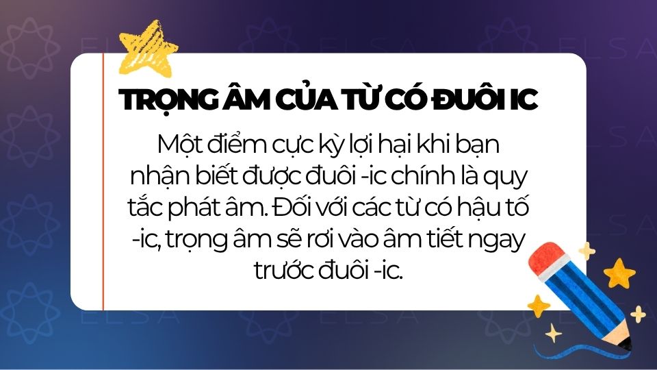 Trọng âm của từ có chứa đuôi ic