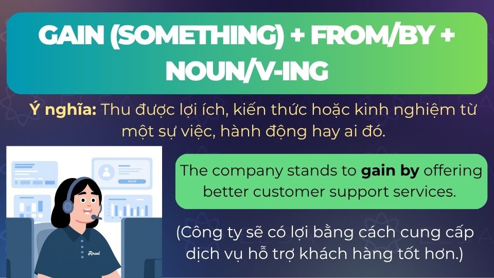 Câu ví dụ cấu trúc gain from/by Câu ví dụ cấu trúc gain from/by