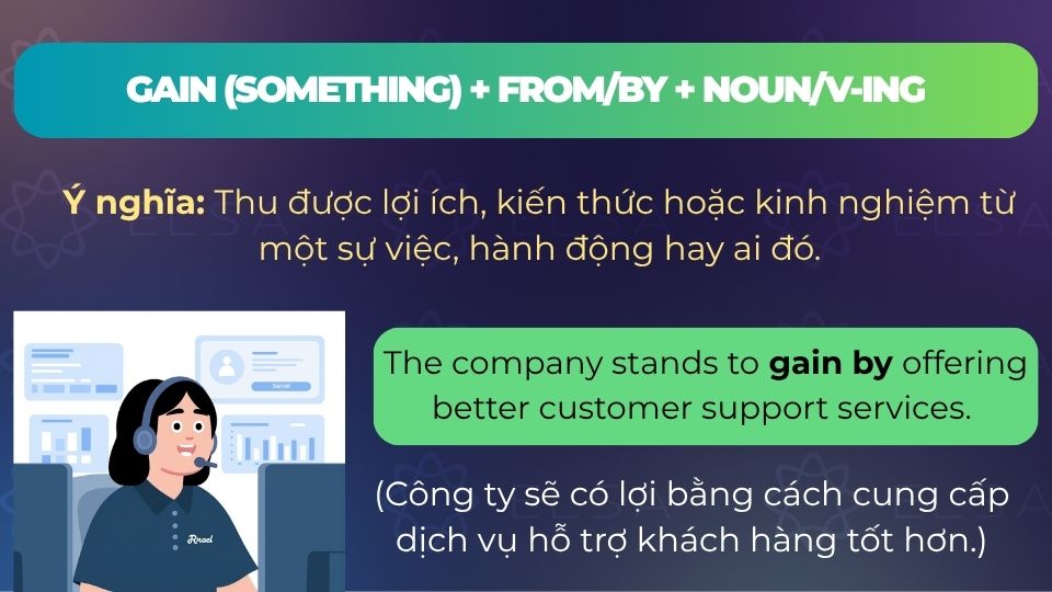 Câu ví dụ cấu trúc gain from/by Câu ví dụ cấu trúc gain from/by