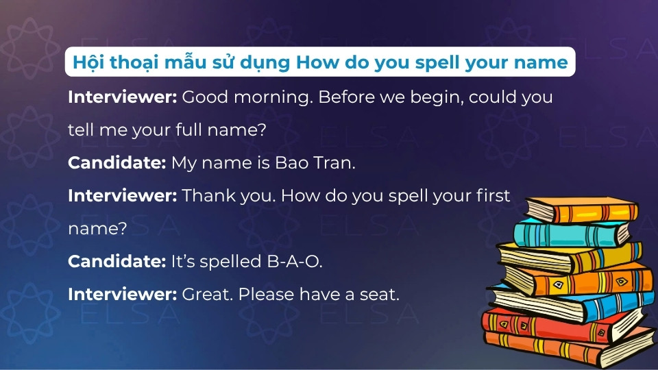 Đoạn hội thoại mẫu sử dụng how do you spell your name Đoạn hội thoại mẫu sử dụng how do you spell your name