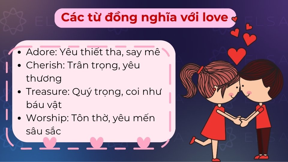 Các từ đồng nghĩa với love trong tiếng Anh