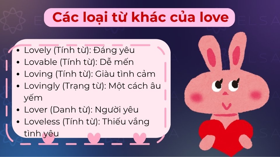 Các loại từ khác của love