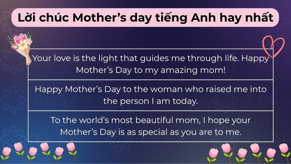 Những lời chúc Ngày của mẹ bằng tiếng Anh hay nhất