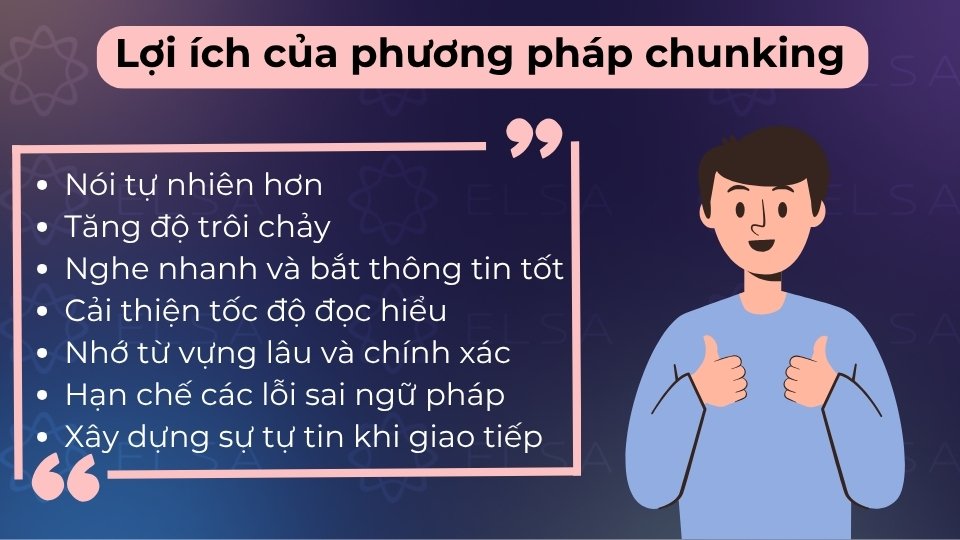 Chunking giúp tăng phản xạ nói tự nhiên, nghe hiểu nhanh và nhớ từ vựng lâu hơn