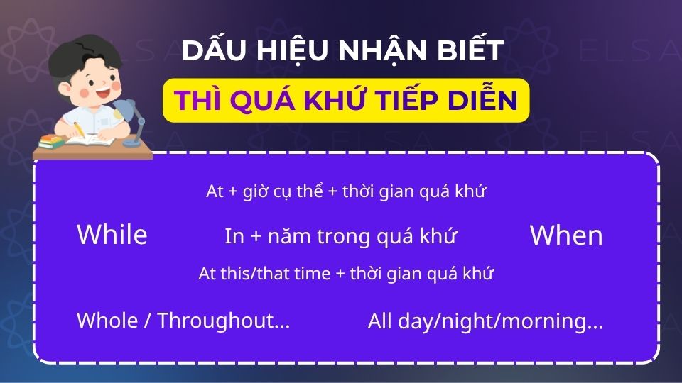 Dấu hiệu nhận biết thì quá khứ tiếp diễn