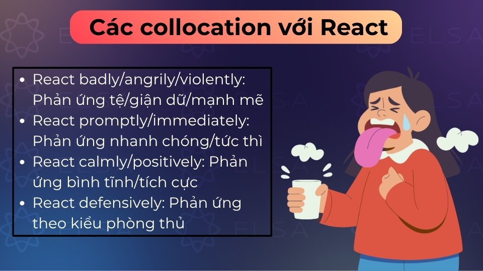 Các collocation thông dụng với react 