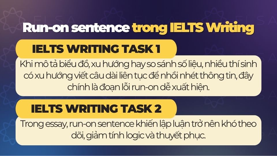 Run-on sentence trong IELTS Writing task 1 và task 2