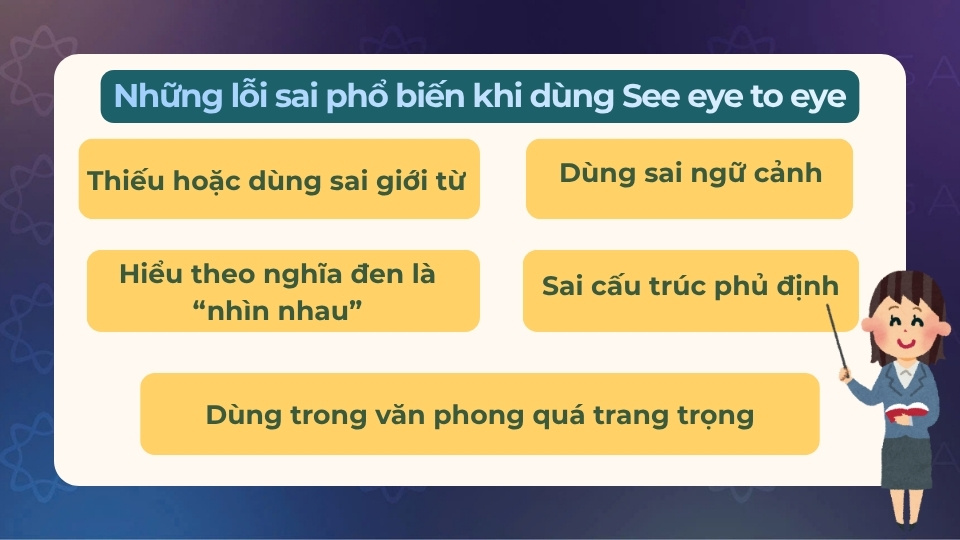 Một số lỗi phổ biến khi dùng see eye to eye Một số lỗi phổ biến khi dùng see eye to eye
