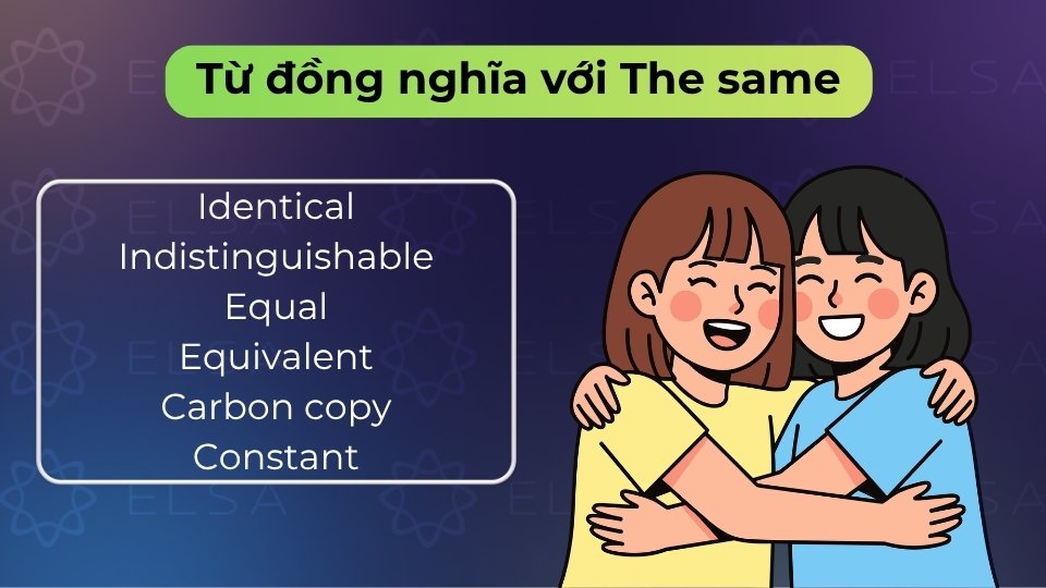 The same có các từ đồng nghĩa như identical, equivalent hoặc alike để tránh lặp từ The same có các từ đồng nghĩa như identical, equivalent hoặc alike để tránh lặp từ