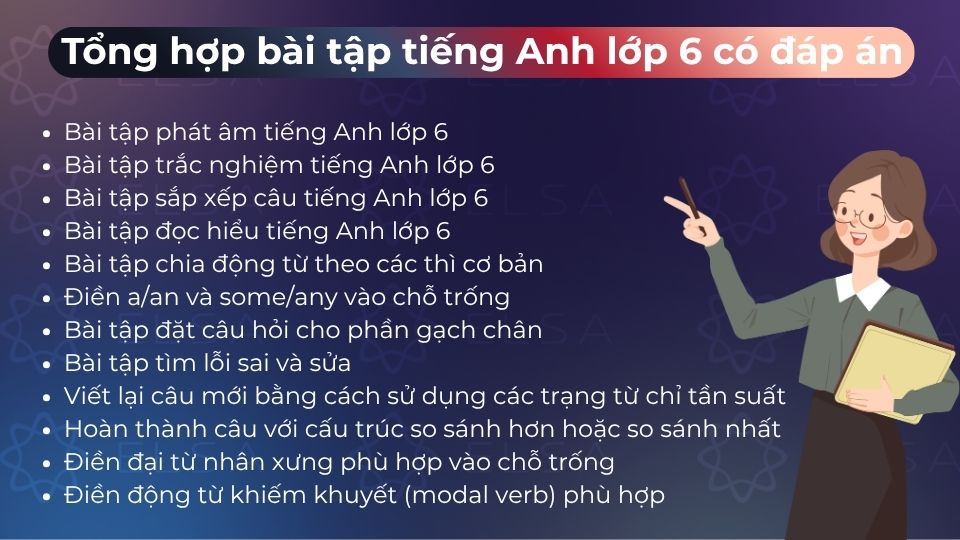 Trọn bộ bài tập tiếng Anh lớp 6 kèm đáp án chi tiết giúp học sinh tự tin bứt phá điểm số