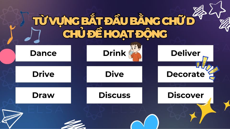 Từ tiếng Anh bắt đầu bằng chữ D theo chủ đề hoạt động