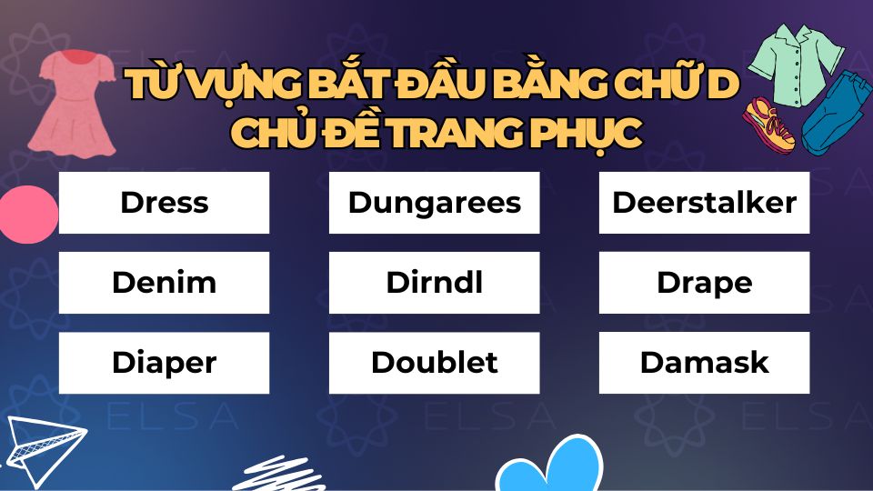 Từ tiếng Anh bắt đầu bằng chữ D theo chủ đề trang phục