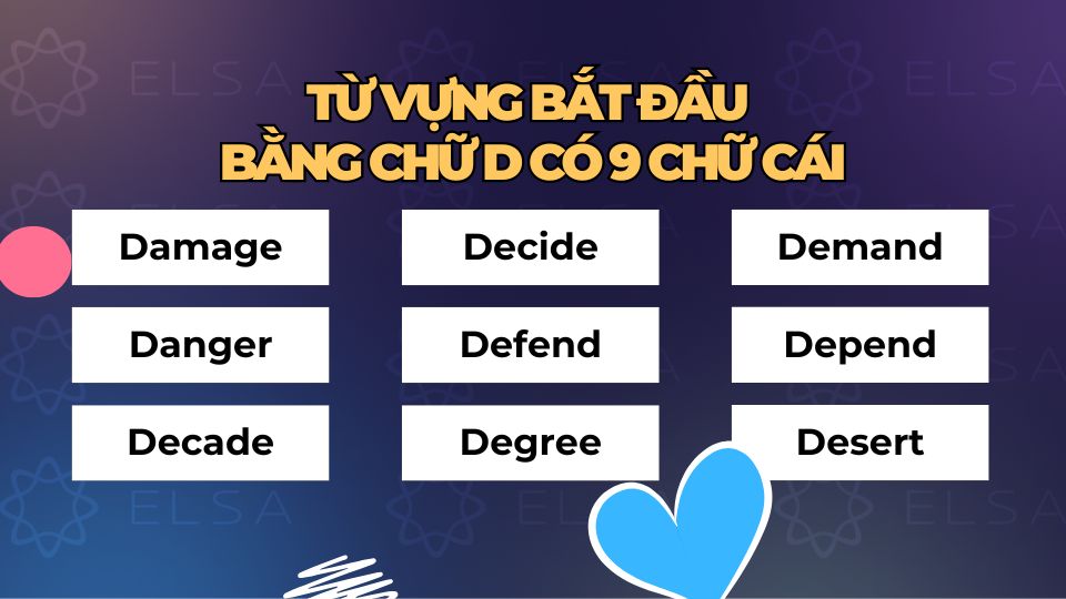 Từ tiếng Anh bắt đầu bằng chữ D có 9 chữ cái