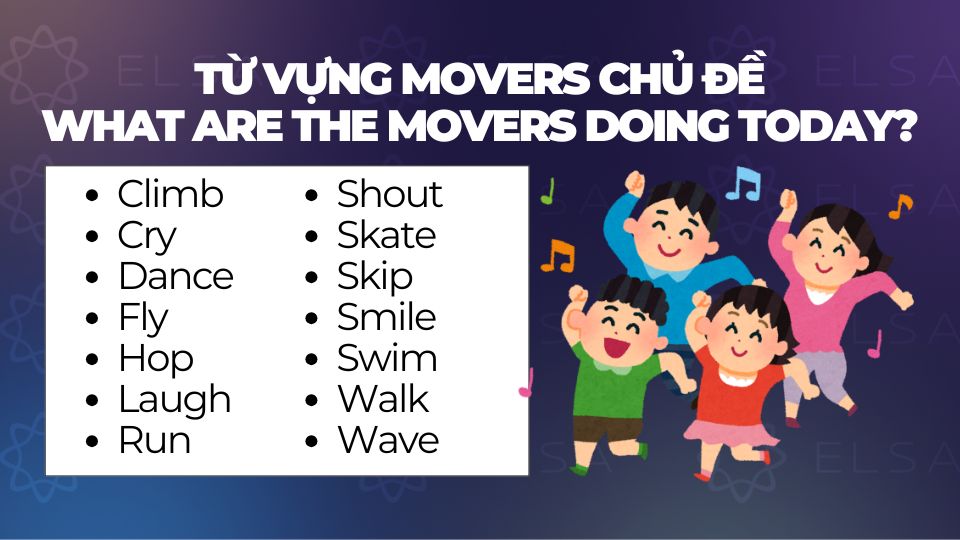 Từ vựng movers chủ đề What are the Movers doing today? Từ vựng movers chủ đề What are the Movers doing today?