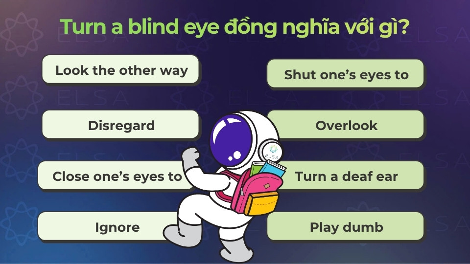 Một số từ đồng nghĩa với turn a blind eye Một số từ đồng nghĩa với turn a blind eye