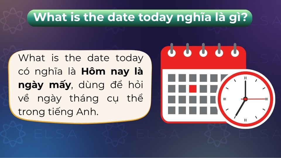 What is the date today nghĩa là Hôm nay là ngày mấy, dùng để hỏi ngày tháng cụ thể
