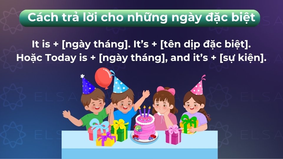 Sử dụng Today is [ngày tháng] and it's [dịp lễ] để nêu bật sự kiện đặc biệt hôm nay