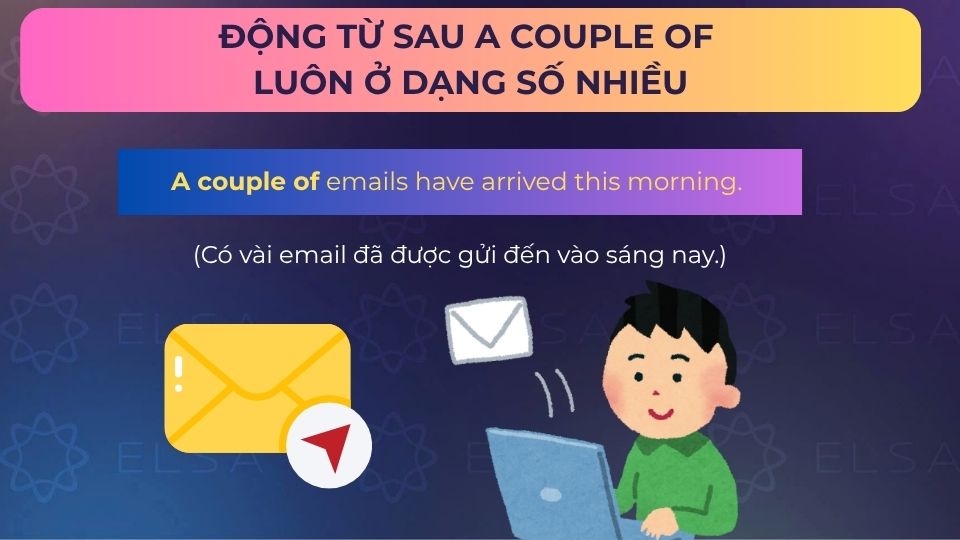 Câu ví dụ động từ sau a couple of luôn ở dạng số nhiều