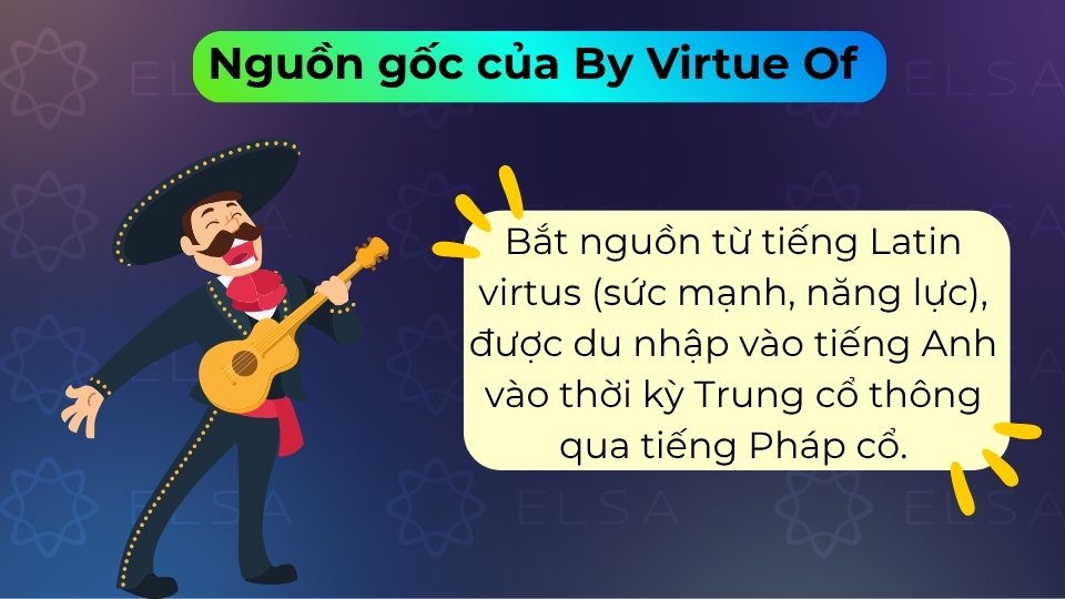 Từ Latin virtus nghĩa là sức mạnh, chỉ lý do hoặc đặc quyền nhờ vào phẩm chất/vị thế cụ thể Từ Latin virtus nghĩa là sức mạnh, chỉ lý do hoặc đặc quyền nhờ vào phẩm chất/vị thế cụ thể