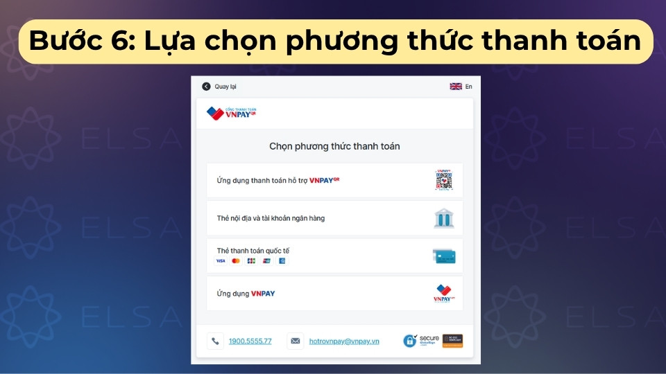 Chọn hình thức thanh toán trực tuyến qua thẻ quốc tế, thẻ nội địa hoặc ví điện tử phù hợp