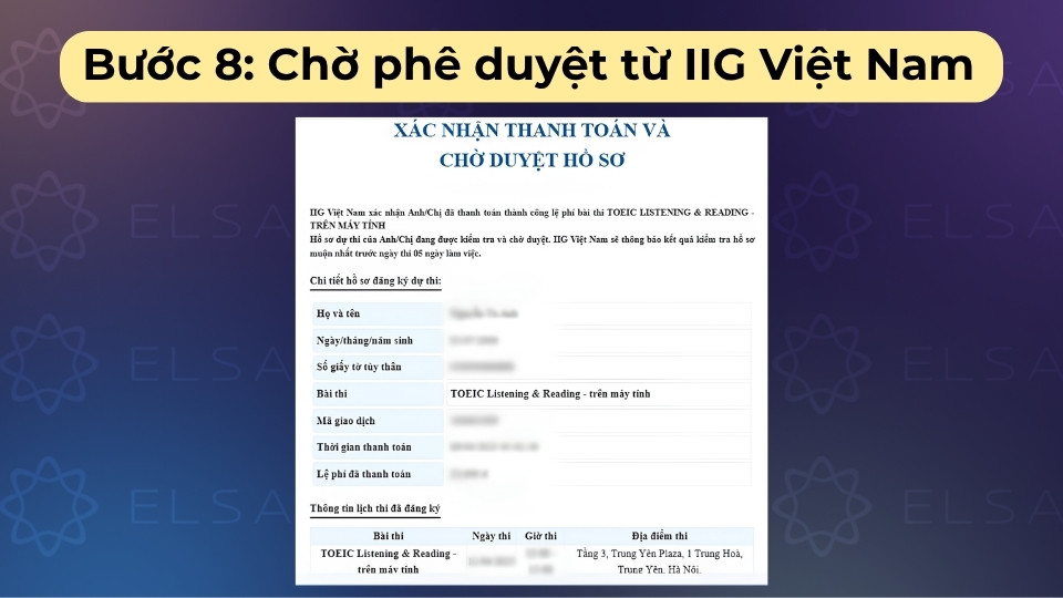 Hệ thống sẽ gửi xác nhận qua email trong vòng 24h sau khi bạn thanh toán thành công lệ phí thi