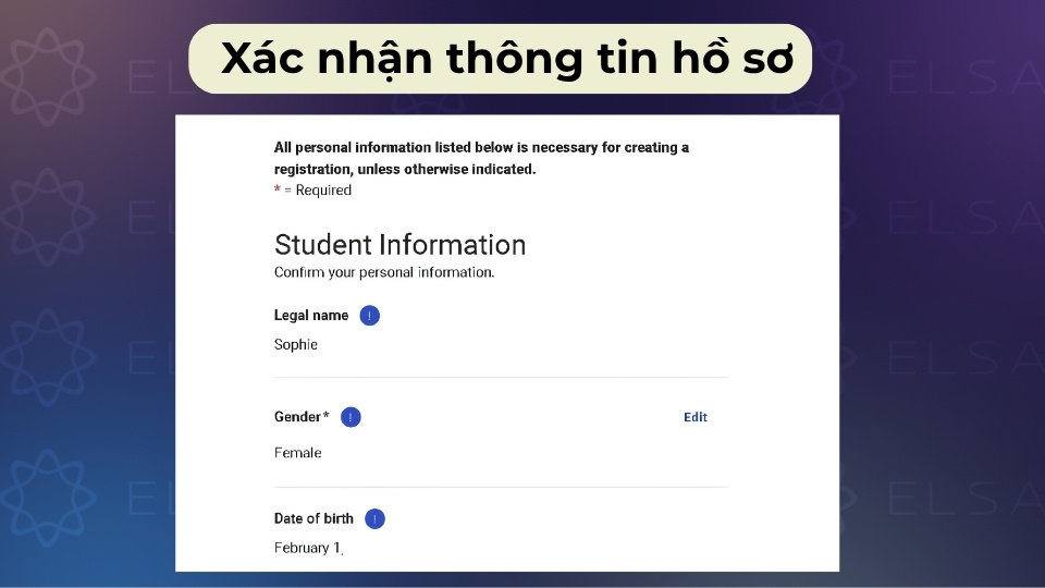 Xác nhận thông tin hồ sơ