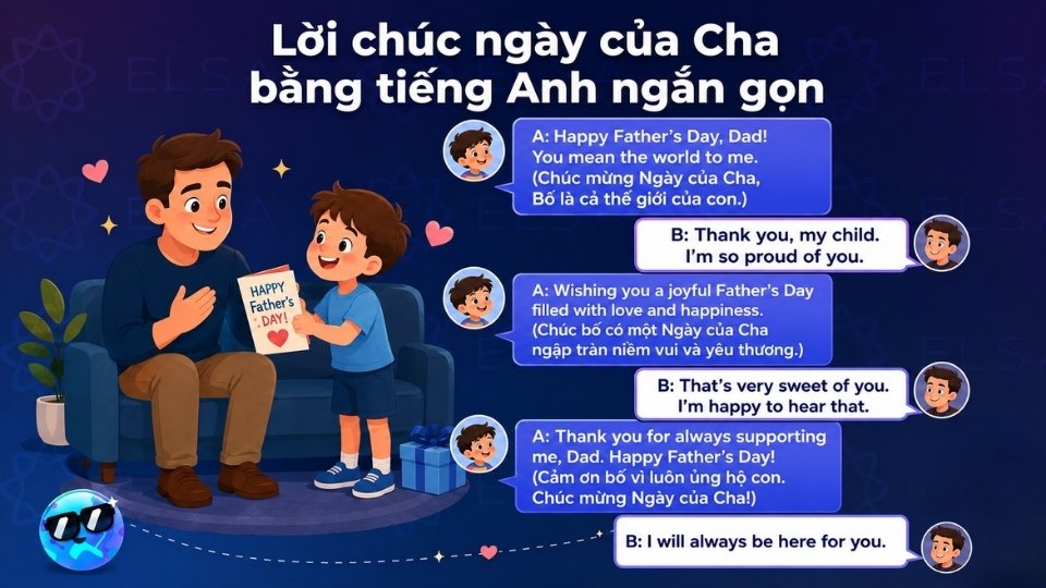 Một số lời chúc ngày của Cha bằng tiếng Anh ngắn gọn Một số lời chúc ngày của Cha bằng tiếng Anh ngắn gọn