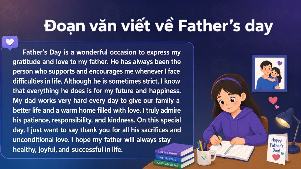 Đoạn văn mẫu viết về chủ đề Father's Day Đoạn văn mẫu viết về chủ đề Father's Day