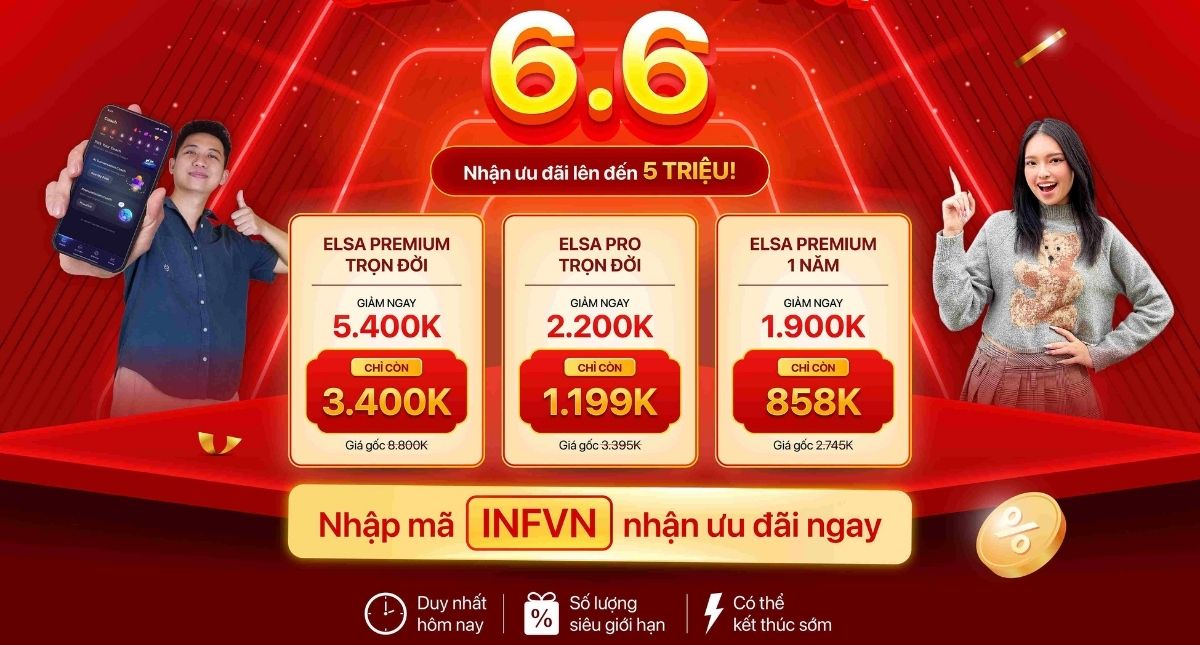 Double Day 6.6: Deal xịn nhân đôi, ưu đãi tới 5 TRIỆU cùng ELSA