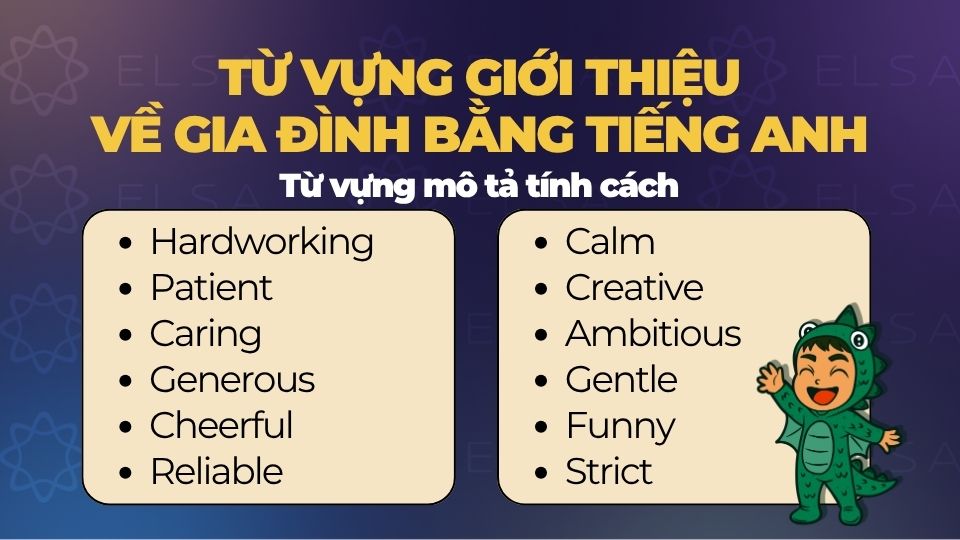 Từ vựng về các thành viên trong gia đình mô tả tính cách Từ vựng về các thành viên trong gia đình mô tả tính cách