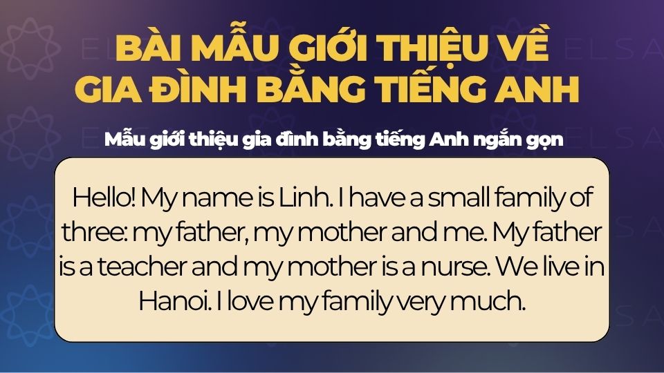 Bài mẫu giới thiệu gia đình bằng tiếng anh ngắn gọn cho người mới bắt đầu Bài mẫu giới thiệu gia đình bằng tiếng anh ngắn gọn cho người mới bắt đầu