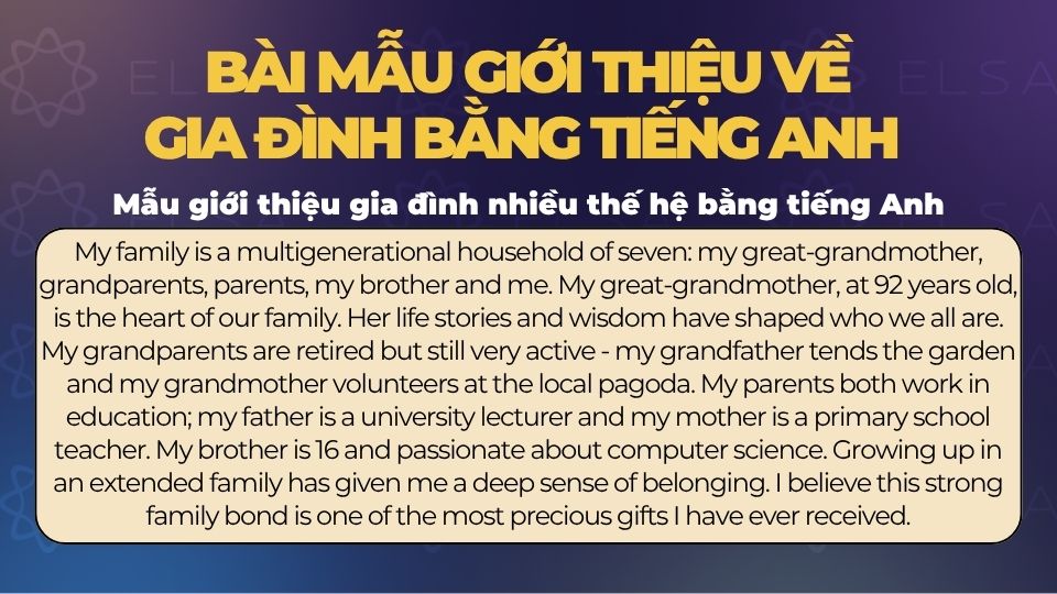 Bài mẫu giới thiệu gia đình nhiều thế hệ bằng tiếng anh Bài mẫu giới thiệu gia đình nhiều thế hệ bằng tiếng anh