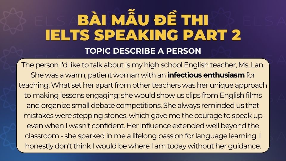 Bài mẫu đề thi IELTS Speaking Part 2 Topic Describe a person