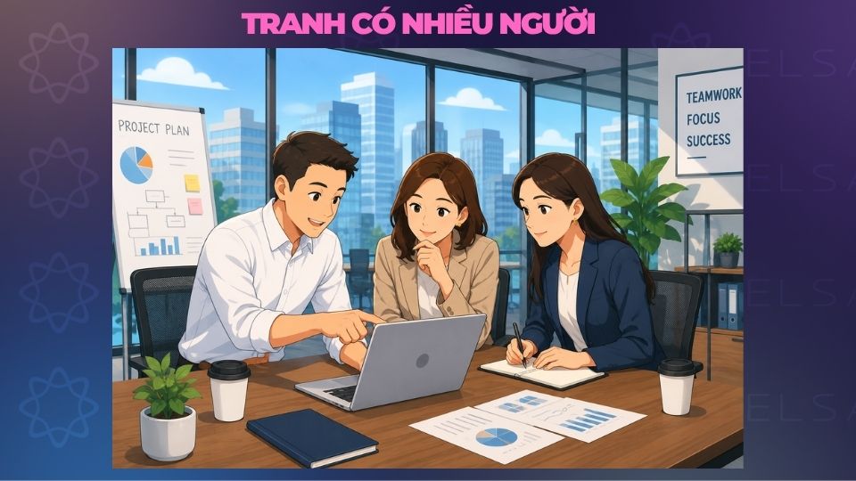Mô tả tranh có nhiều người
